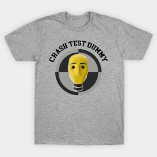 Crash Test Dummy Yellow Head with Safety Mark Background T-Shirt